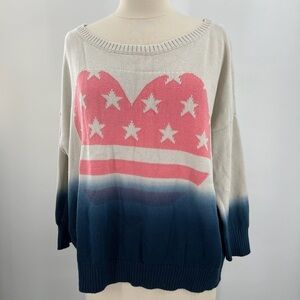 Amercain Eagle Outfitters Americana Ombre Heart Sweater Ladies Size Large